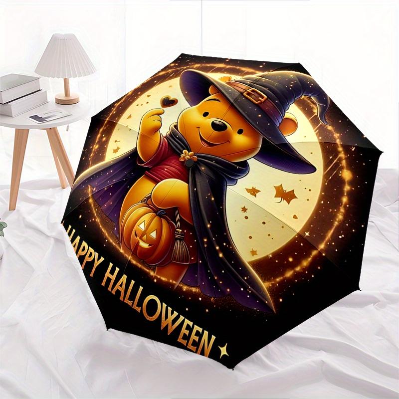 Winnie the Pooh, Halloween Automatic Opening and Closing Umbrella, Compact Travel Umbrella, Lightweight and Portable, Suitable for Beach Com