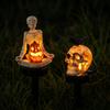 Solar Powered Skeleton Stake Light Resin Outdoor Garden Decoration with Pumpkin Design for Yard Pathway Lawn Patio Halloween Holiday Display