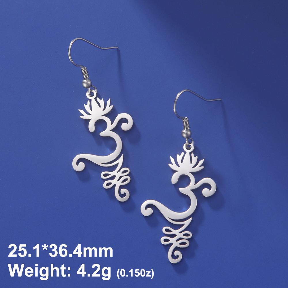 Dawapara Lotus Unalome Earrings Spiritual Shiva Yoga Symbol OM Aum Butterfly Pendant Stainless Steel Jewelry