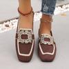 Fashion 2025 New Women Flats Spring New Large Size Flat Loafers Shoes Women Knitting Slip-on Square Head Breathable Shoes Women