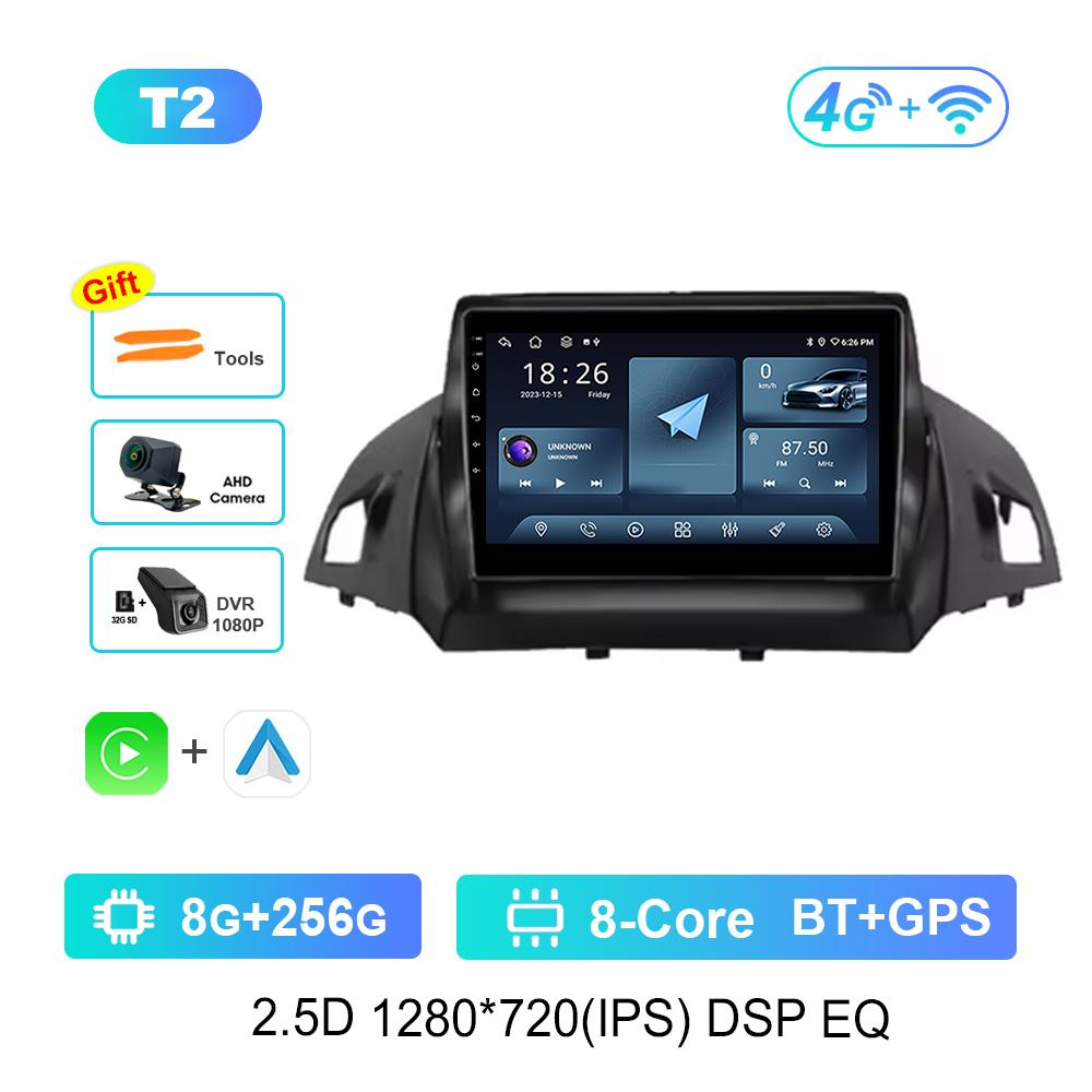 Carplay DSP Stereo Android System for Ford Kuga 2 Escape 3 2012 - 2019 Navi GPS Car Video Multimedia Player WiFi+4G Split Screen
