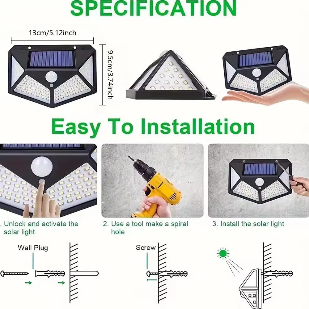 Multifunctional Solar Lamp Outdoor Garden Decoration Solar LED Light Waterproof Sunlight Powered Spotlight with Motion Sensor