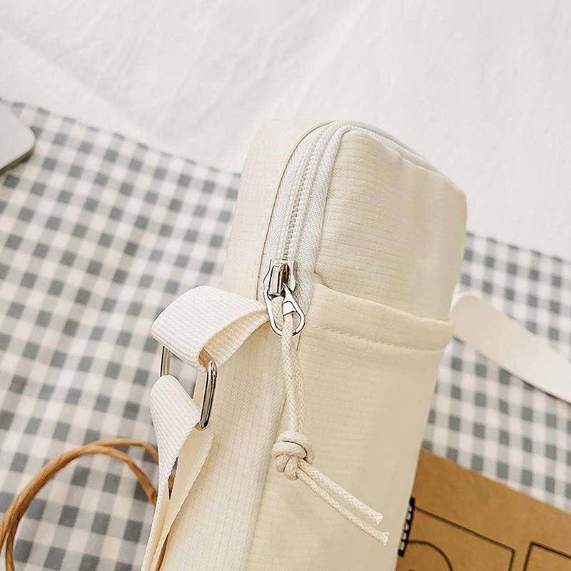 Simple Trendy Macaron Solid Color Shoulder Crossbody Canvas Bag Versatile  Zero Wallet Samll Square Phone Bags For Girls
