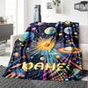 Cosmic Journey Through Colorful Planets Cozy Personalized Blanket Personalized Name Comfortable Texture Perfect For Sofa Couch Office Bed Picnics