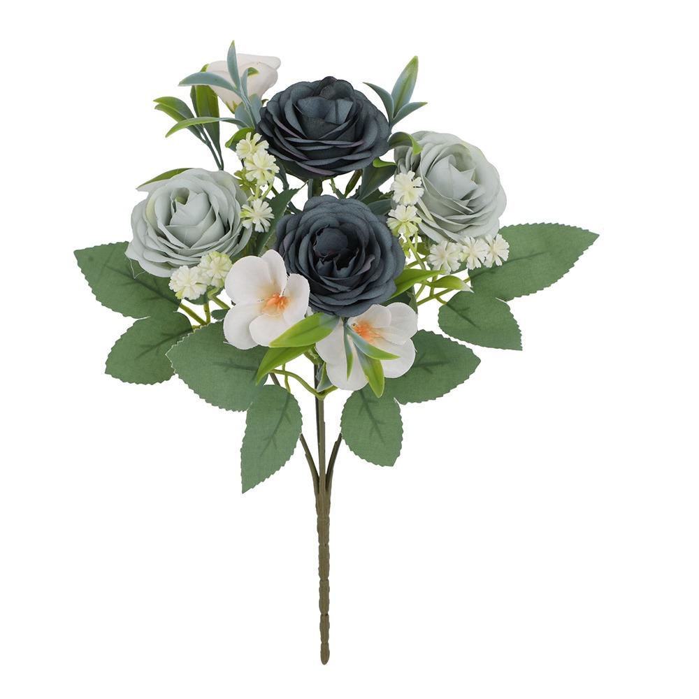 

Зеленые листья искусственный цветок роза многоцветная искусственная роза цветок реалистичные цветы праздничные атрибуты синий