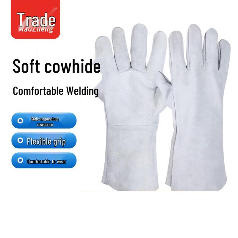 Long Flexible Soft Leather Cowhide Welding Gloves