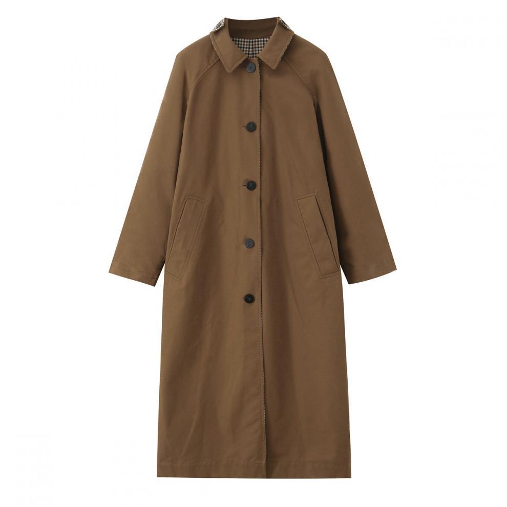 European and American style, new women's clothing, fashionable, casual double-sided plaid lining trench coat
