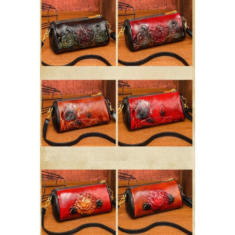 Premium Textur Etnisk Hinkväska med Stor Kapacitet - Präglad Crossbody-väska för Pendling och Vardagsbruk