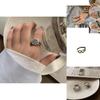 Vintage Korean Inspired Adjustable Ring With Rhinestone Smiley Face Design For Fashionable Women