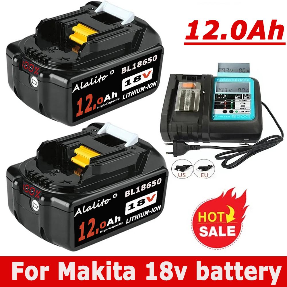 For Makita 18V Battery 12.0Ah 18650 Lithium Ion Replacement BL1860B BL1860 BL1850 Rechargeable Power Tool Battery DDF486 DF488