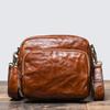 Hand-Scratched Cowhide Shoulder Bag Retro Personalized Men'S Messenger Bag Wearing Belt Leather Fanny Pack