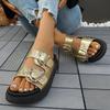 Foreign trade large size thick-bottomed cool slippers women's 2025 summer new casual buckle outer wear fashionable versatile comfortable slippers