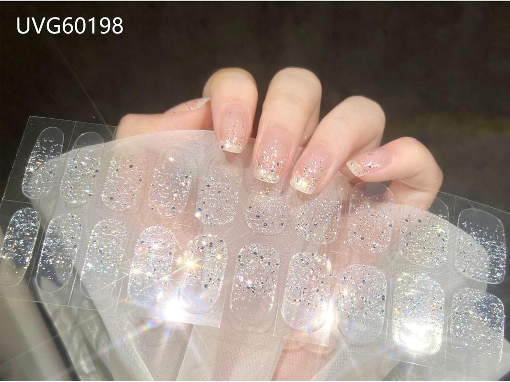 Transparent Nude UV Gel Nail Art Stickers: Semi-Cured, Semi-Baked Manicure Sheets