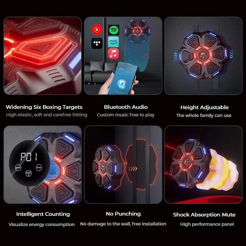 Musikboxningsmaskin Smart Bluetooth Väggmonterad Musikboxningstränare Gym Hem Elektronisk Boxningsmål Slagutrustning