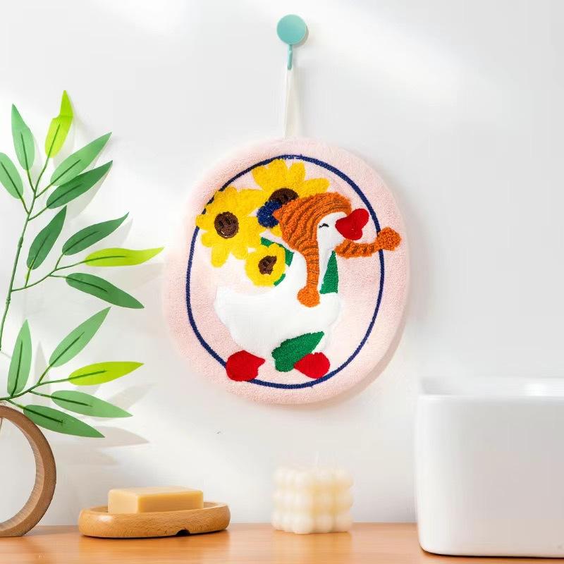 

Милый утенок мягкий впитывающий милый животный ручной полотенец подвесной утолщенный кухонный ванный банная тряпка ручной полотенец