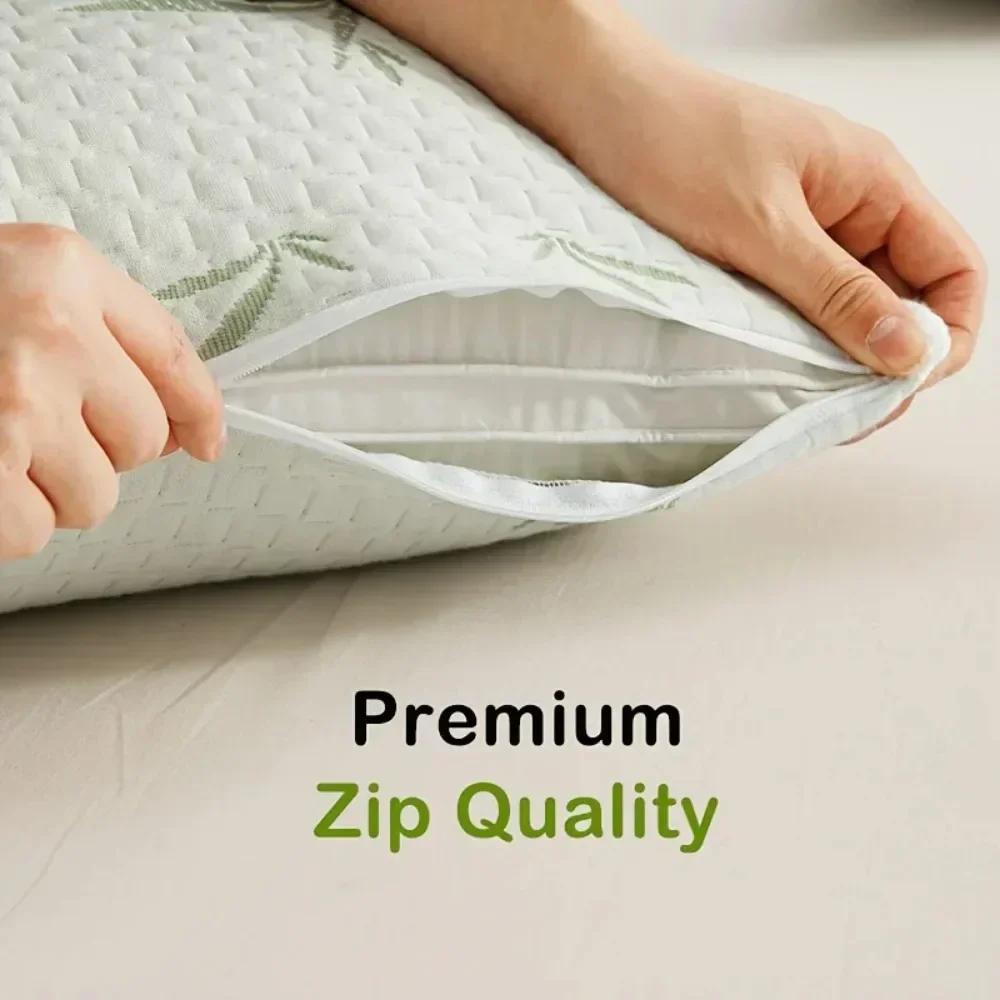 Bamboo Fiber Pillow Cover Fiber Air Layer Sandwiched with Cotton Waterproof Pillow Household Protective Cover Machine Washable