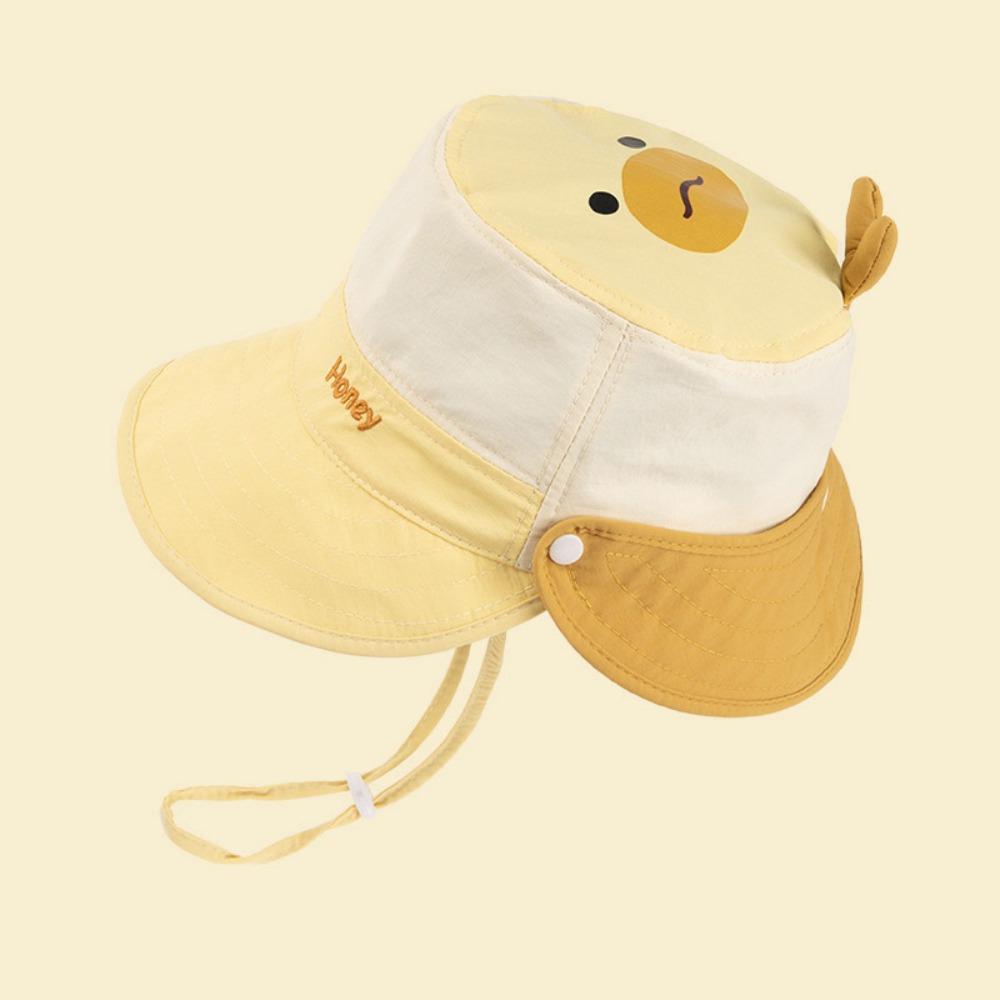 Letter Embroidery Cartoon Animal Bucket Hat Detachable Children's Fisherman Hat  Kid