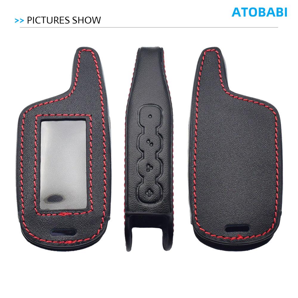 Leather Car Key Cover Bag For Scher-Khan Logicar 1/2/3/4/3i/4i/5i/6i Two Way Car Alarm System LCD Remote Control Fobs Shell Protector Case
