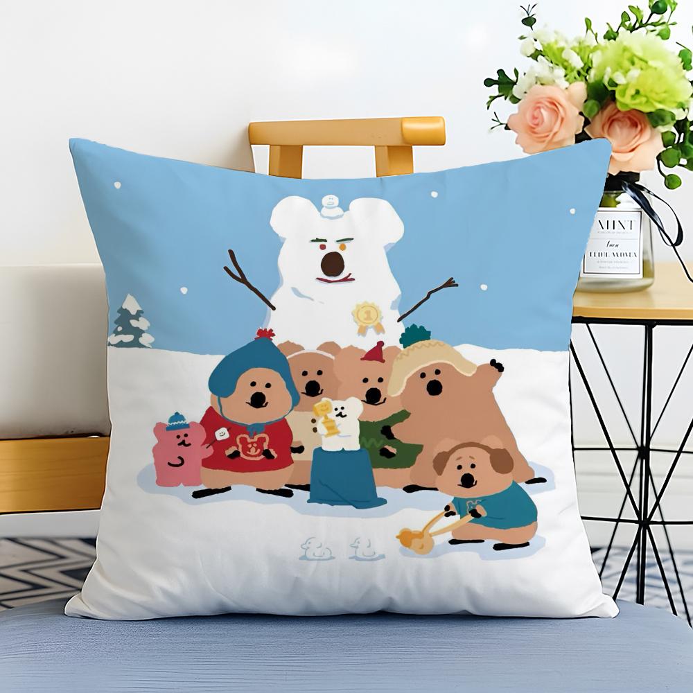 Korean Stationery DDinotaeng Cushion Cover Washable Linen Comfort Soft  for Sofa Bed Cozy Home Room Decor