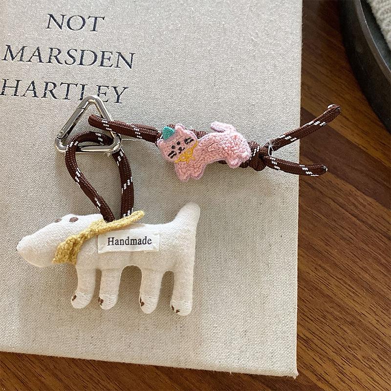 Plyšová hračka medvěd klíčenka kreslený králík/pes měkká vycpaná panenka přívěsek kroužek na klíče od auta dekorace na batoh dárek pro dítě