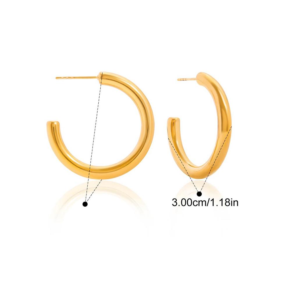 Yori Smooth C-ring Hollow Earrings Women Stainless Steel Fashion Versatile Charm Daily Jewelry Bijoux Waterproof