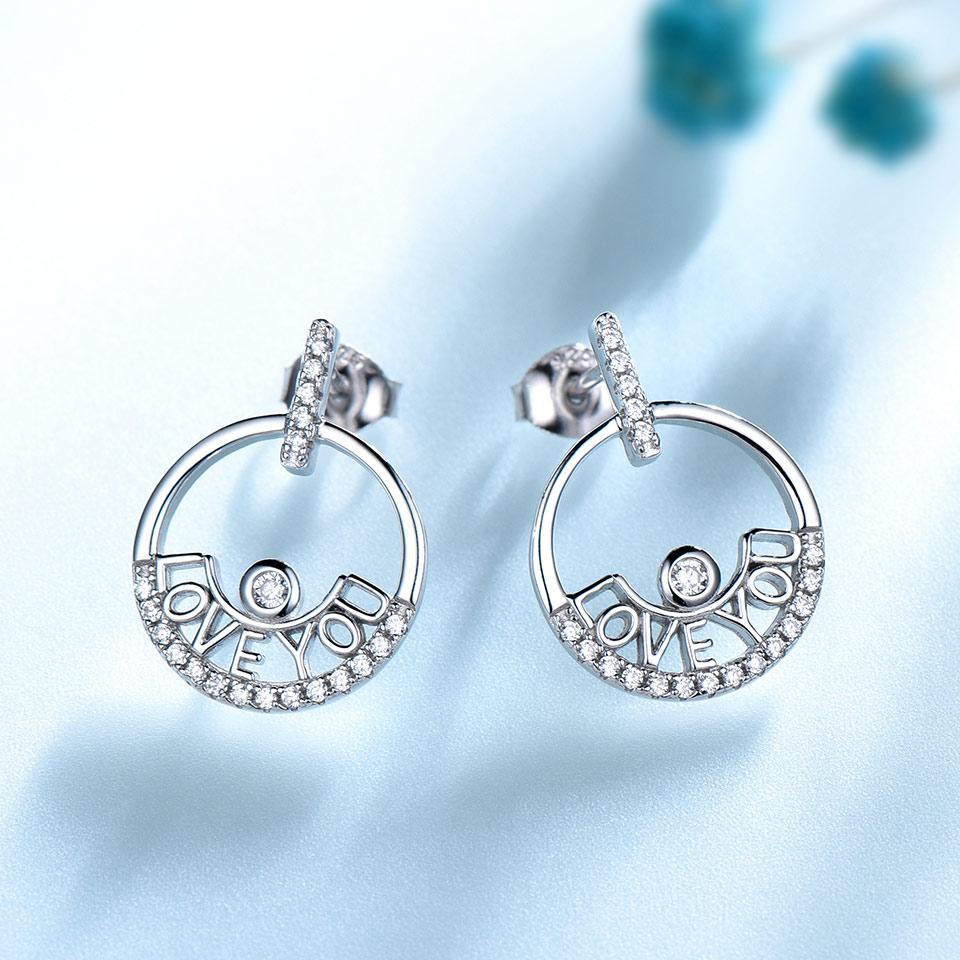 

Серьги-гвоздики Love You из стерлингового серебра 925 пробы с белым цирконием и круглыми полыми камнями белый