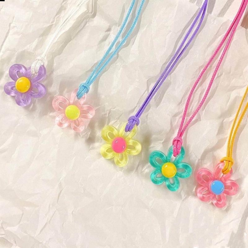 European American Jewelry Novel Flower Pendant All-match Clavicle Chain Adjustable Leather- Rope Cold Wind Neck Chain