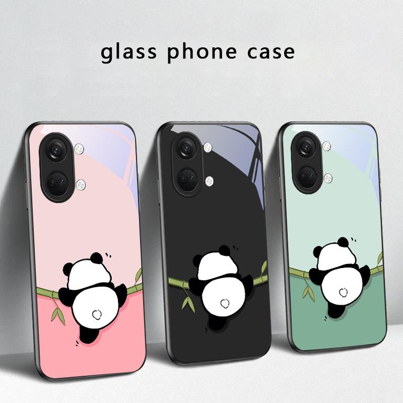 Cute and Adorable Panda For OnePlus Ace 2 3 2V 5 Pro Nord CE 2T 2 3 Lite N20 N30 6 7T 8 T 9 10 Pro 11R 12R 13R Glass Phone Case