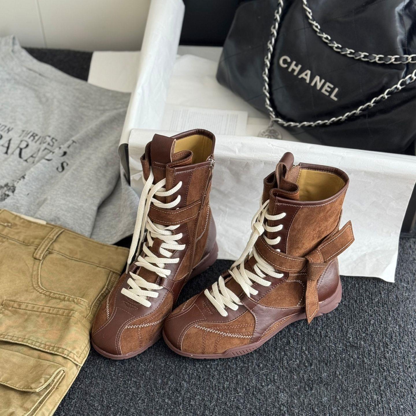

Retro Dexun Martin Boots Casual Sports Short Boots Early Autumn New Versatile Boxing Boots Round Head Medium Boots Western Boots Women 40 коричневый