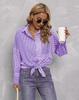 Women's Casual Plaid Shirt Long Sleeve Loose Fit Button Down Top with Multiple Color Options