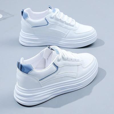 Damen W1763 Weiße höhenverstellbare Sneaker: Plateausohle, atmungsaktives Mesh, vielseitiger Herbst 2022 Stil