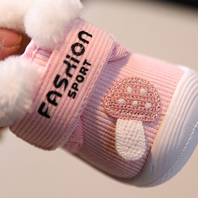 Baby Boots 0-2 Years Fleece-Lined Warm Infant Shoes with Soft Soles for Boys & Girls Cute Casual Shoes for Kids