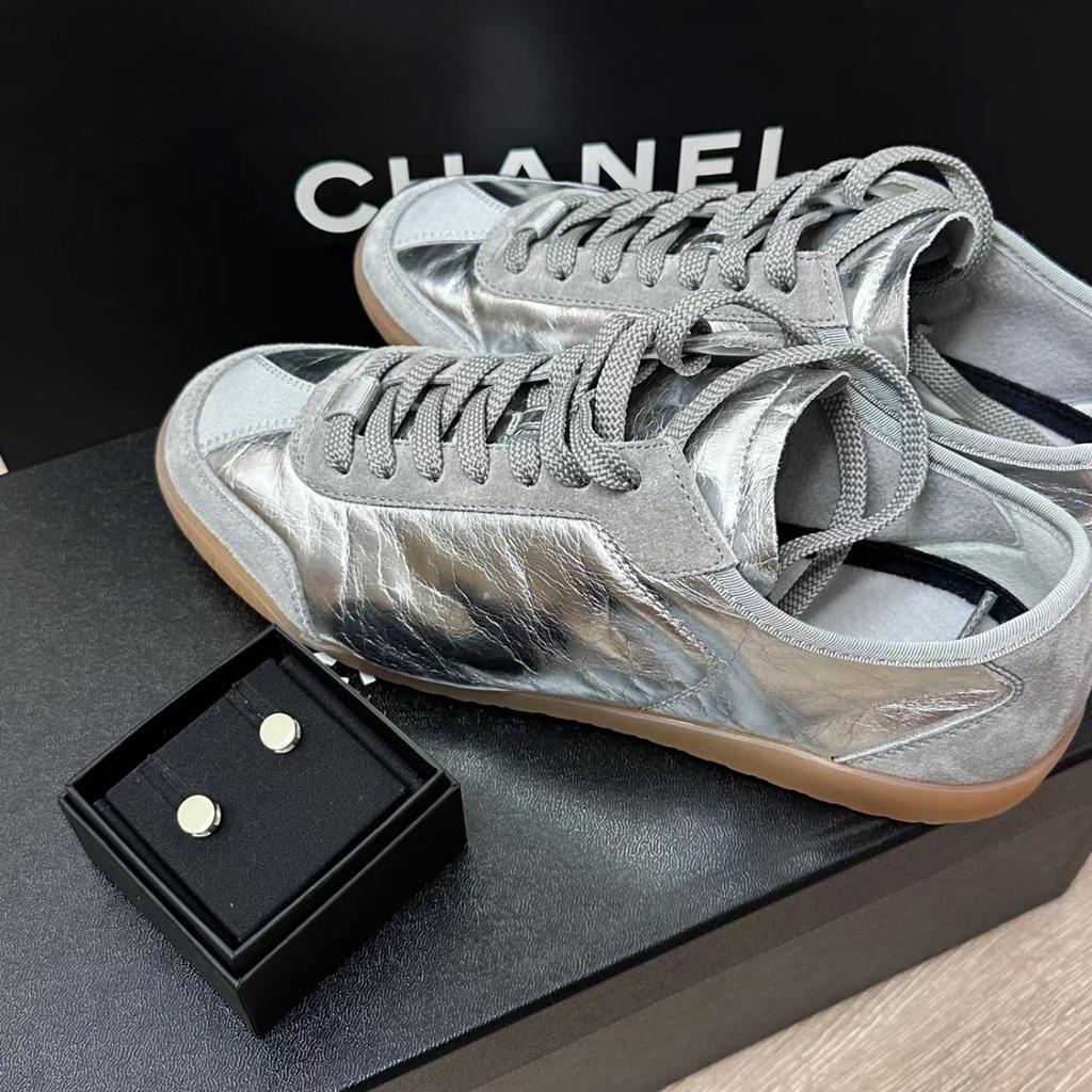 Sheepskin Version Xiaoxiangfeng Genuine Leather Shoes Thick-soled Silver German Training Shoes Women's Lace-up Versatile Single Shoes Casual Sports B