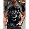 Mode Heren Ronde Hals Korte Mouw 3D Dier Kleurprint Dier Korte Mouw Ronde Hals T-shirt