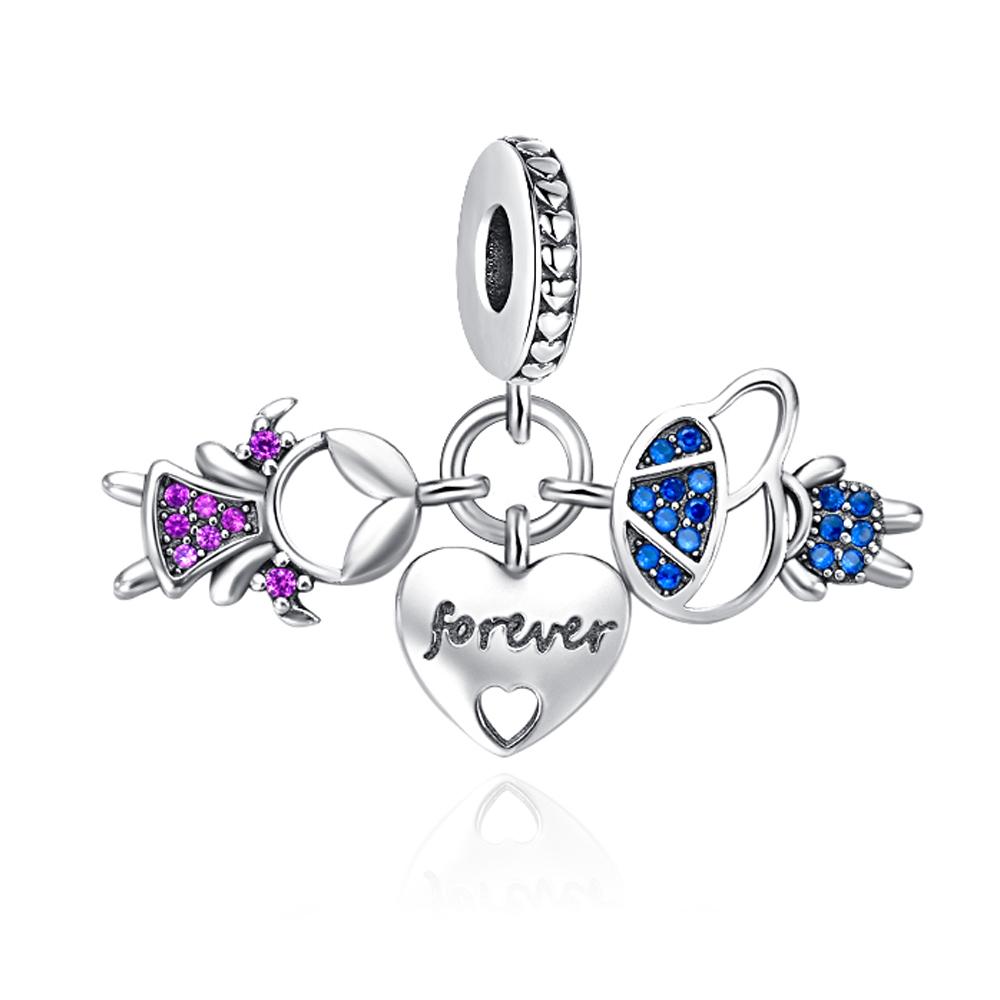 925 Pure Silver Pink Series Father Butterfly Bag Flower Charm Fit for Original Bracelet DIY Women's Exquisite Jewelry