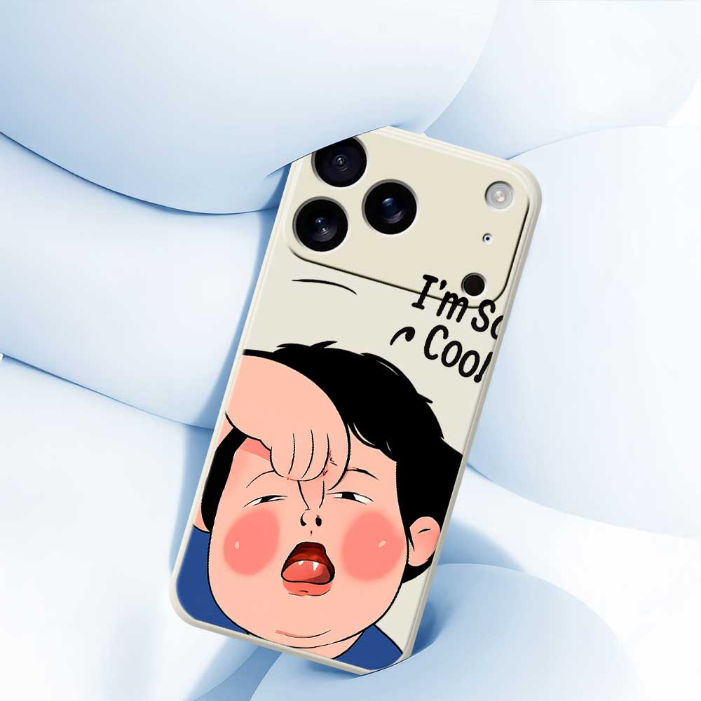 For iPhone 17 Pro Max Case Make Faces Kid Pattern Printing Straight Edge TPU Phone Back Cover