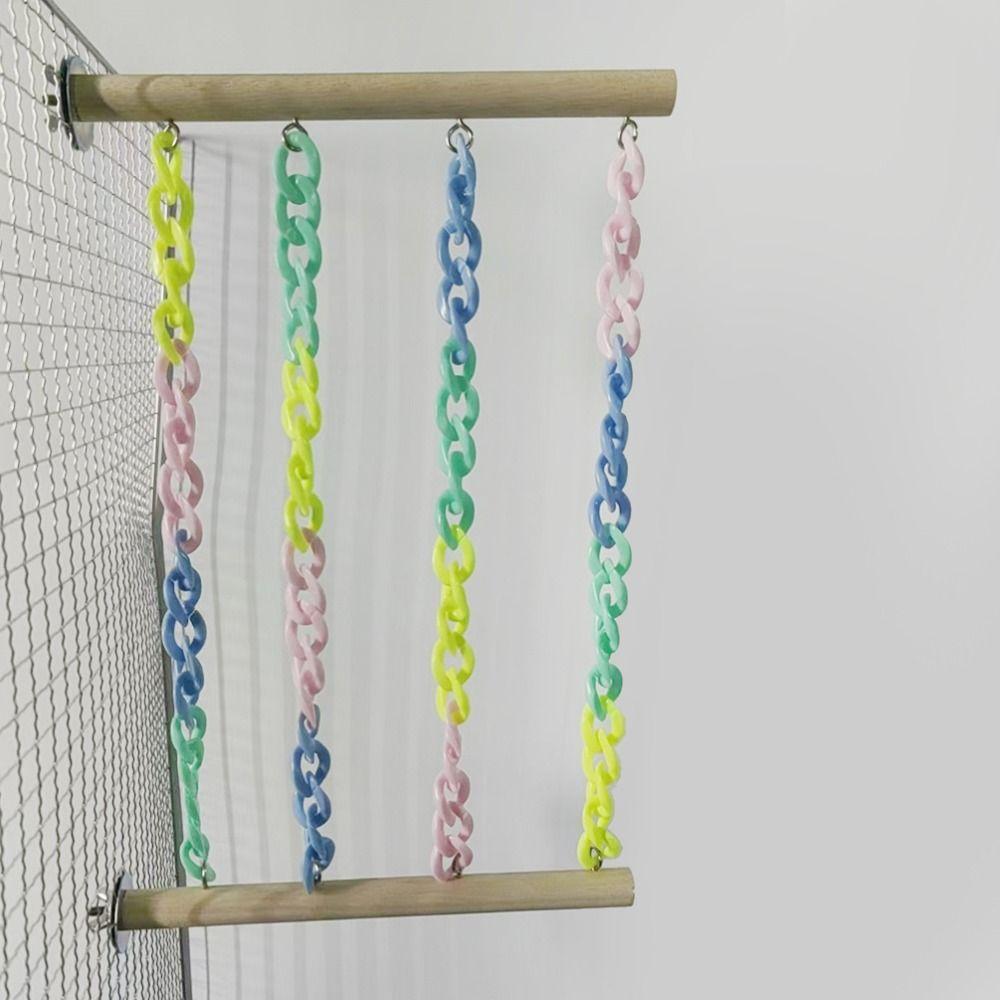 Colorful Chains Mice Rope Swing Stand Natural Wood Climbers  For Sugar Gliders Rats Hamsters