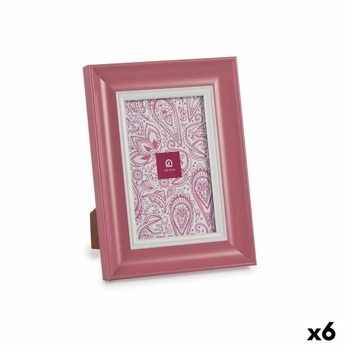 Cadre photo - Lot de 6 - Plastique rose - Verre - 2 x 21 x 16 cm