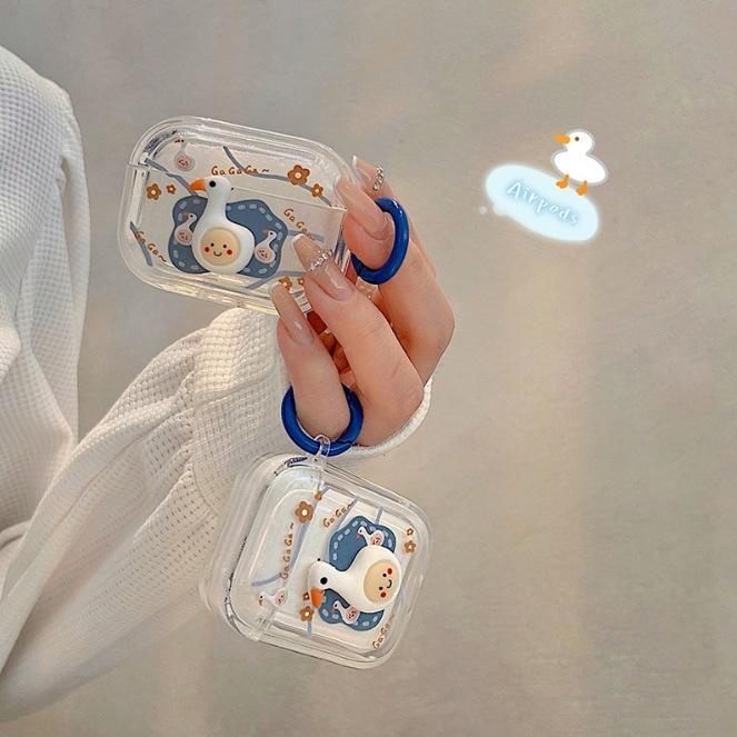 Stereo duck for apple AirPods pro1/1/1 generation bluetooth wireless headset cover cute transparent soft case