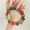 Multi-Treasure Five-Color Glaze God of Wealth Luck-Turning Unisex Bracelet with Gold Foil and Incense Ash Porcelain