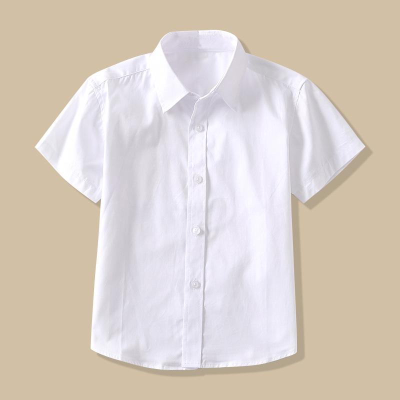 Kinder Kurzarm Weißes Baumwollhemd - Sommer Schuluniform für Jungen und Mädchen