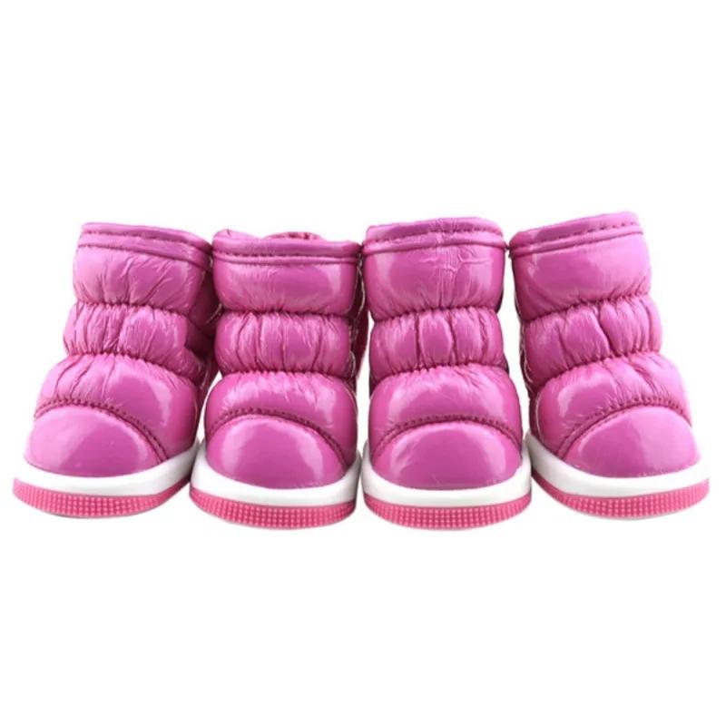 4Pcs/Set Warm Dog Snow Boots Waterproof Anti-Slip Dog Shoes Small Dogs Puppy Cat Winter Fleece Boots Slip-resistant Pet Shoes