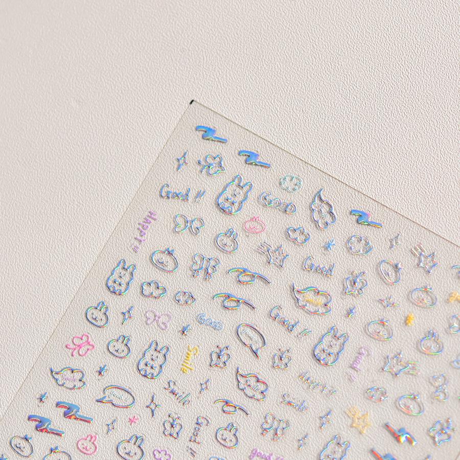 Embossed Color Graffiti Nail Art Sticker Vintage DIY Making Creative Decorative Stickers