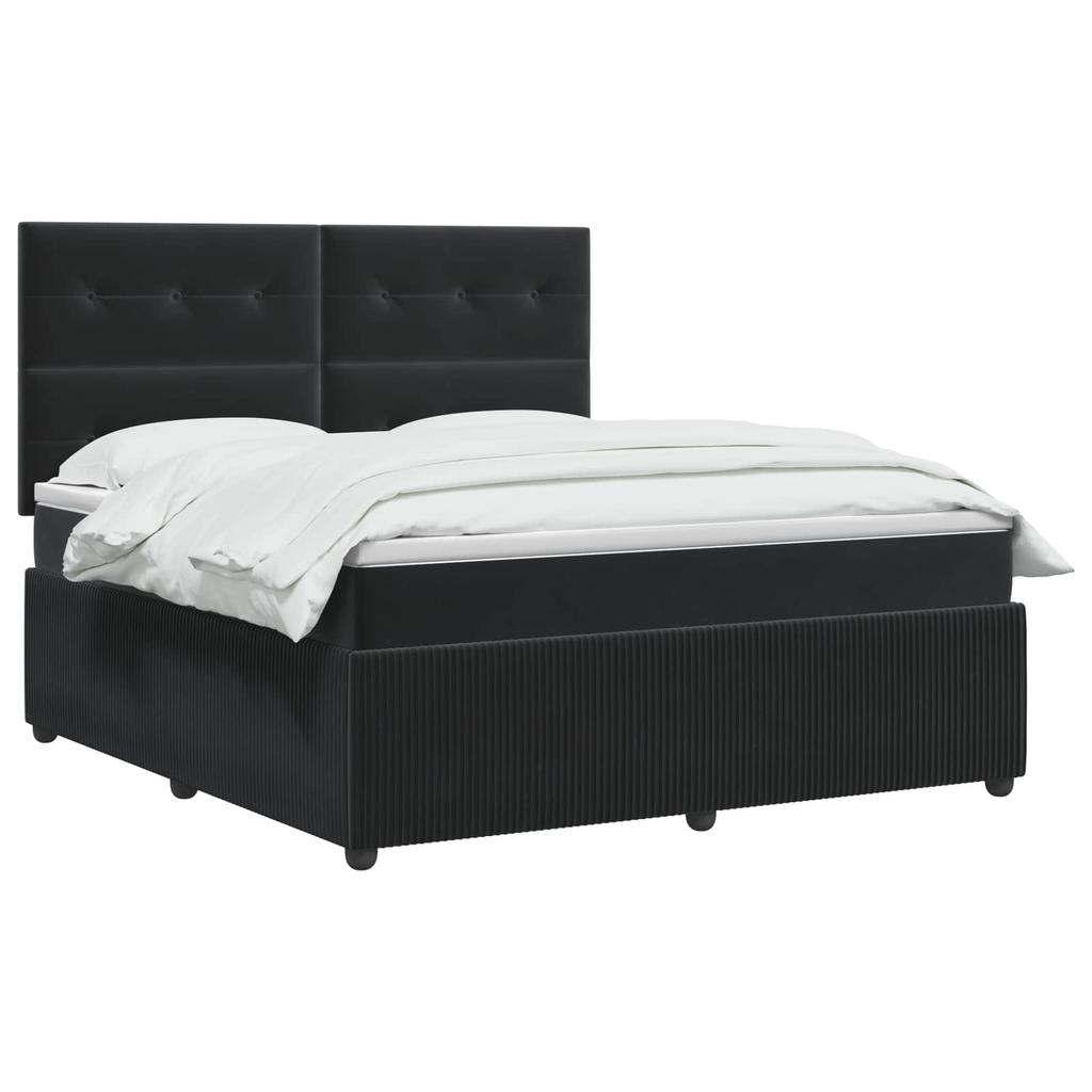 Box Spring Bed with Mattress Black 140 X 200 Cm Velvet