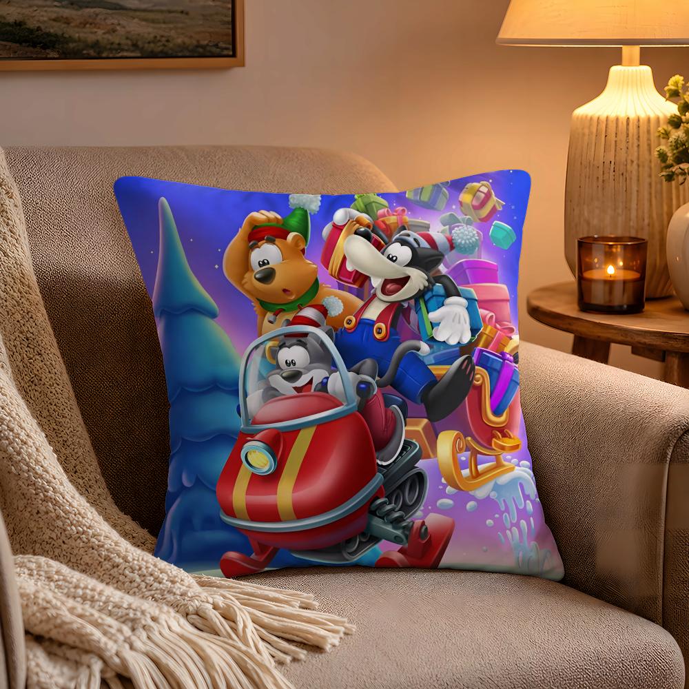 Kwaii Anime Ttoon Bblast Pillow Case Soft Plush Cushion Cover Double Print and Invisible Zipper for Sofa Home Car Use