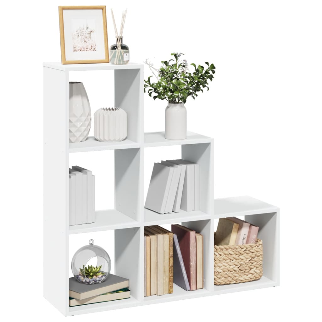 Room Divider Bookshelf 3 Tier White 99 x 29 x 99 cm Engineered Wood
