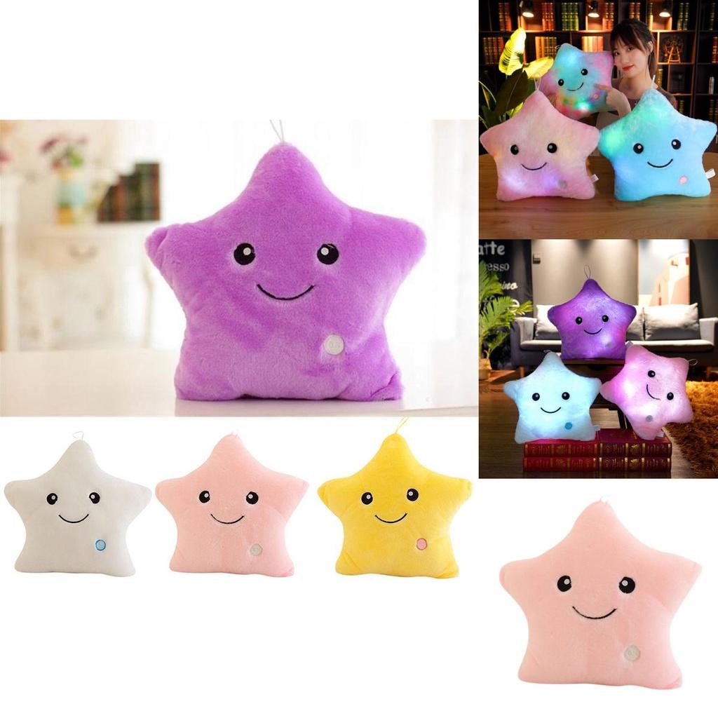 Luminous Glowing Led Colorful Stars Cushion Plush Toy Pillow For Kids' Rooms