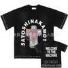 Unisex Oversized Streetwear Tee With Distressed Ink Wash Print Loose Fit Cotton T-Shirt Casual Wear