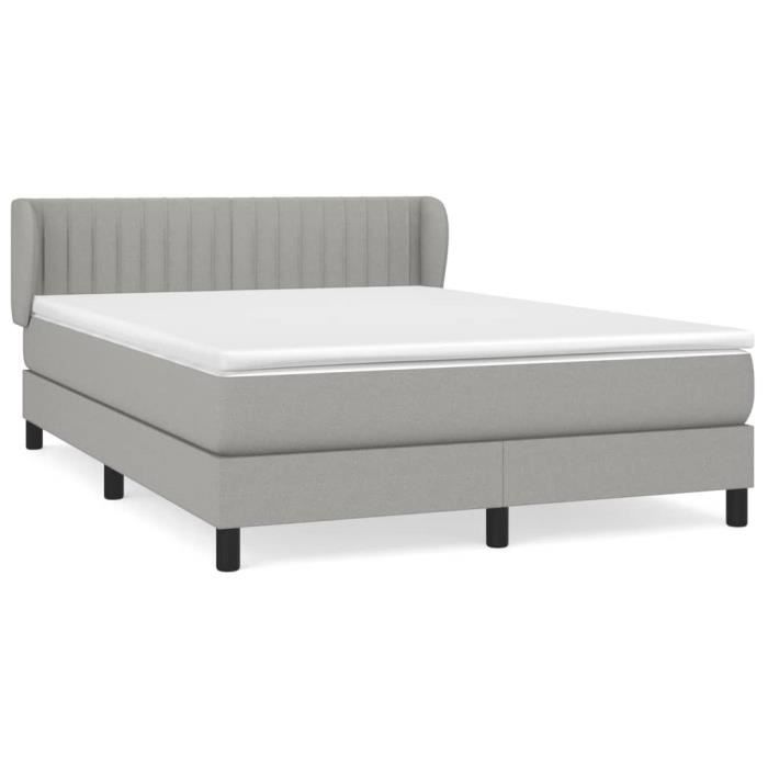 VidaXL Lit à sommier tapissier avec matelas Gris clair 140x190cm Tissu - Modèle 3126397