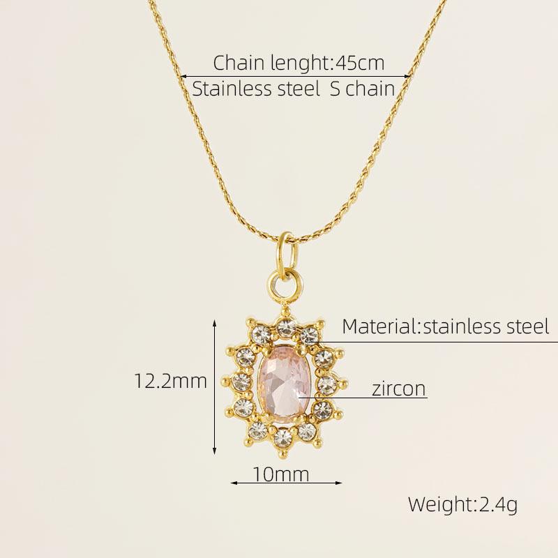 Stainless Steel Sunflower Zircon Bamboo Necklace High-grade Sporty Color-free Pendant All-match